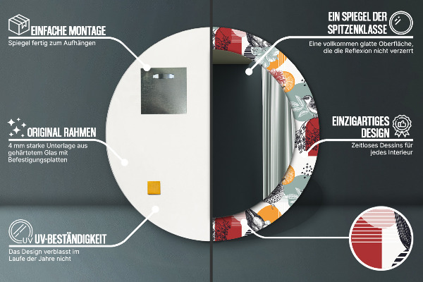 Abstrakcia s vtákmi Okrúhle dekoračné zrkadlo