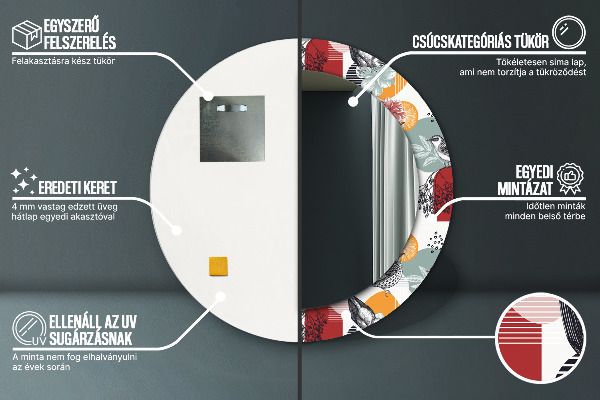 Abstrakcia s vtákmi Okrúhle dekoračné zrkadlo