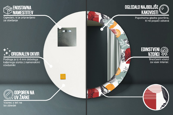 Abstrakcia s vtákmi Okrúhle dekoračné zrkadlo