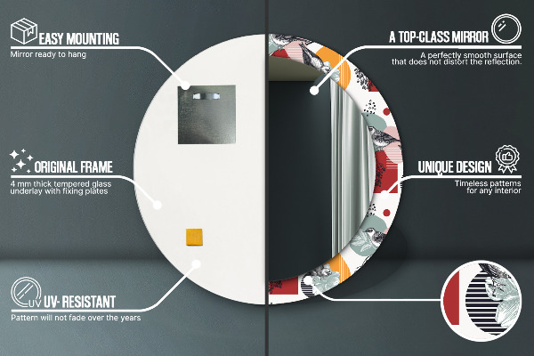 Abstrakcia s vtákmi Okrúhle dekoračné zrkadlo