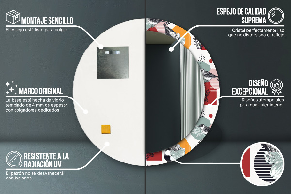 Abstrakcia s vtákmi Okrúhle dekoračné zrkadlo