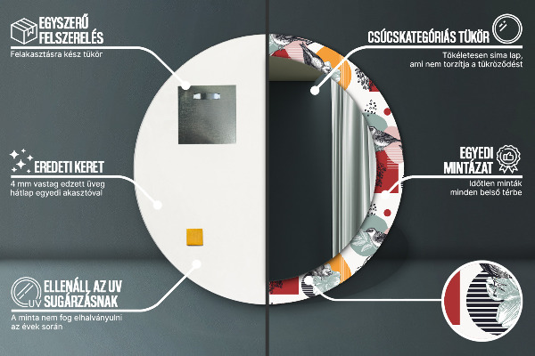 Abstrakcia s vtákmi Okrúhle dekoračné zrkadlo