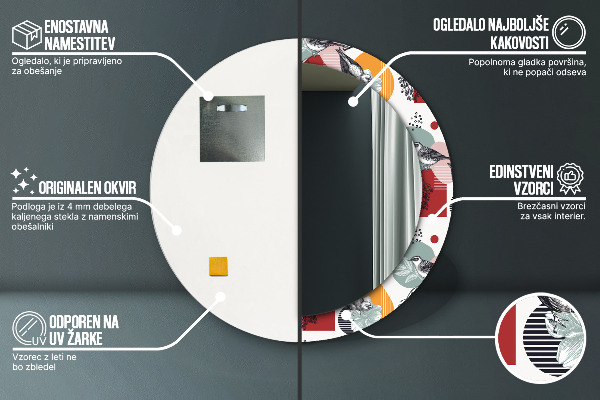 Abstrakcia s vtákmi Okrúhle dekoračné zrkadlo