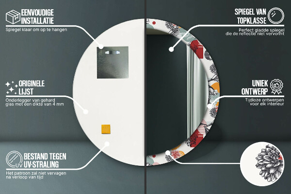 Abstrakcia s vtákmi Okrúhle dekoračné zrkadlo