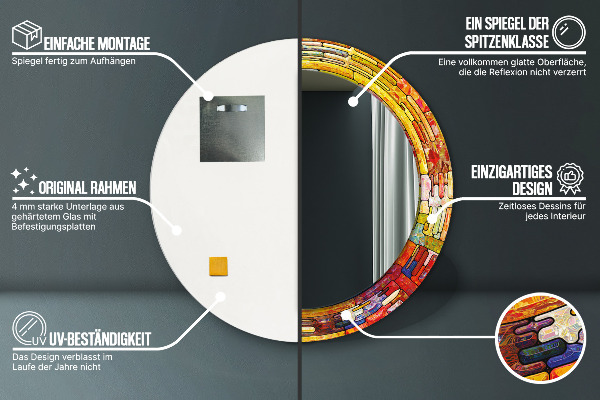 Farebné okno z farebného skla Okrúhle zrkadlo s motívom