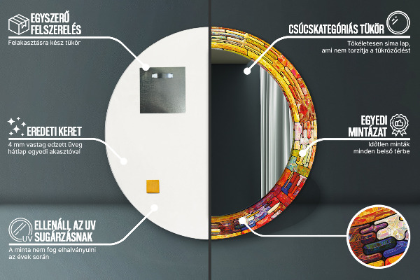 Farebné okno z farebného skla Okrúhle zrkadlo s motívom