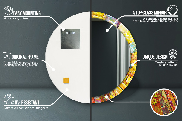 Farebné okno z farebného skla Okrúhle zrkadlo s motívom
