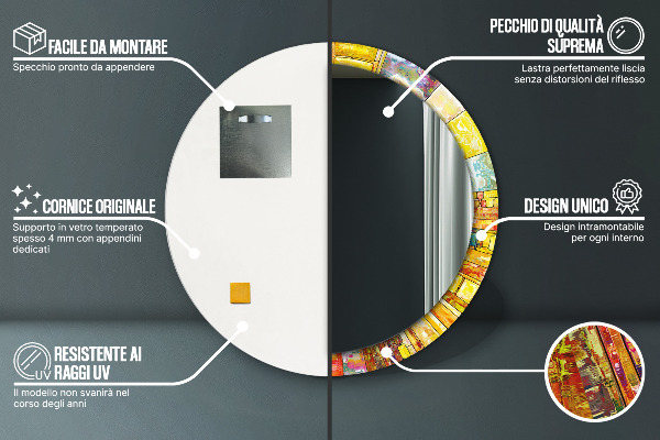 Farebné okno z farebného skla Okrúhle zrkadlo s motívom