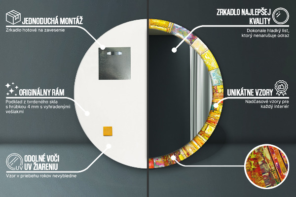 Farebné okno z farebného skla Okrúhle zrkadlo s motívom