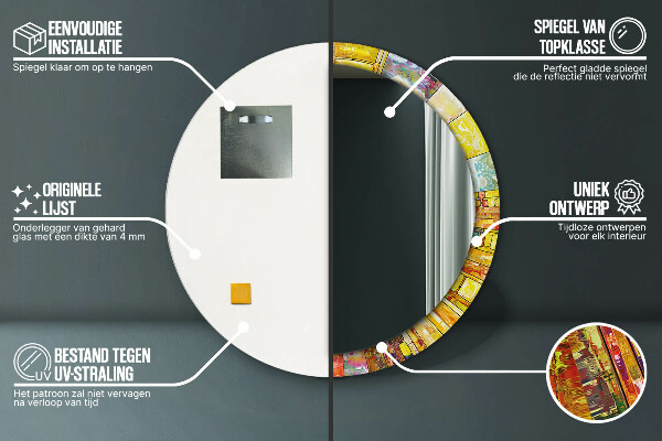 Farebné okno z farebného skla Okrúhle zrkadlo s motívom