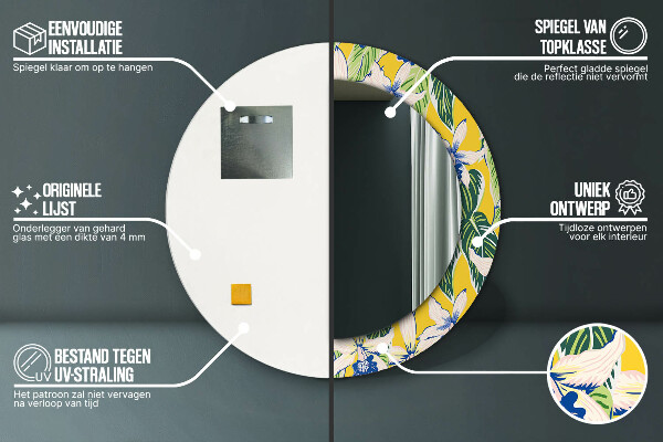 Modré a žlté orchidey Okrúhle zrkadlo s motívom