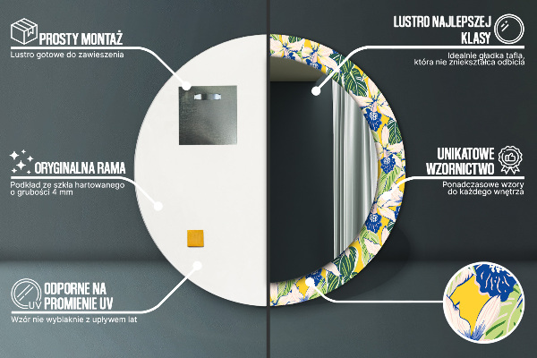 Modré a žlté orchidey Okrúhle zrkadlo s motívom