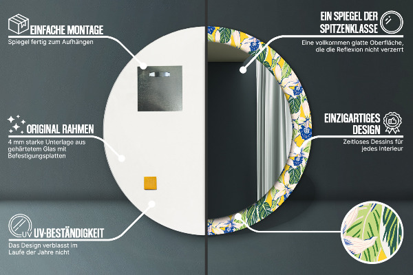 Modré a žlté orchidey Okrúhle zrkadlo s motívom