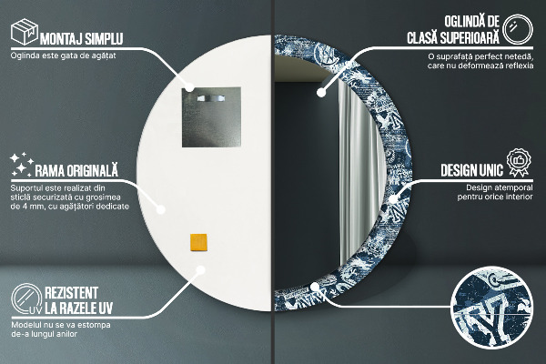 Koláž Okrúhle zrkadlo s motívom