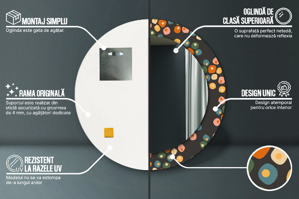 Kvetinové bodky Okrúhle zrkadlo s motívom