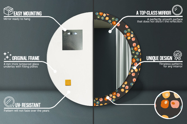 Kvetinové bodky Okrúhle zrkadlo s motívom