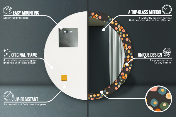 Kvetinové bodky Okrúhle zrkadlo s motívom