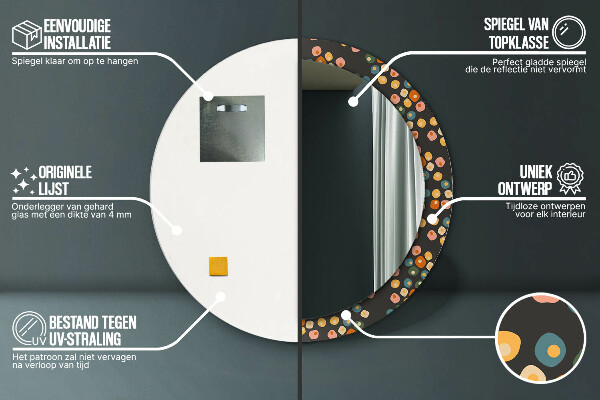 Kvetinové bodky Okrúhle zrkadlo s motívom