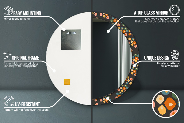 Kvetinové bodky Okrúhle zrkadlo s motívom