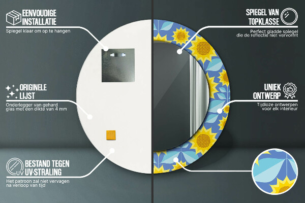 Geometrické slnečnice Okrúhle dekoračné zrkadlo