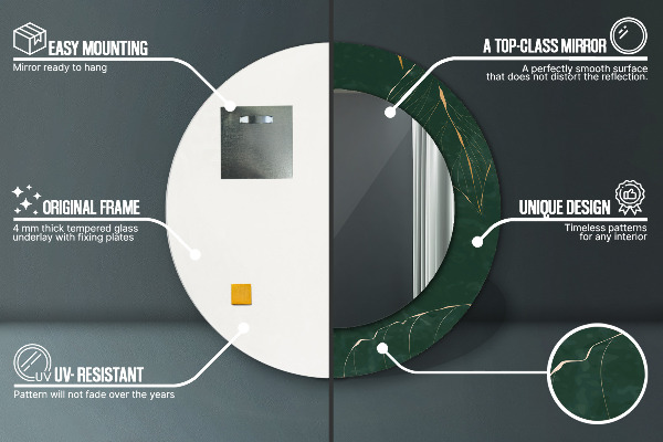 Jemné zlaté listy Okrúhle dekoračné zrkadlo na stenu