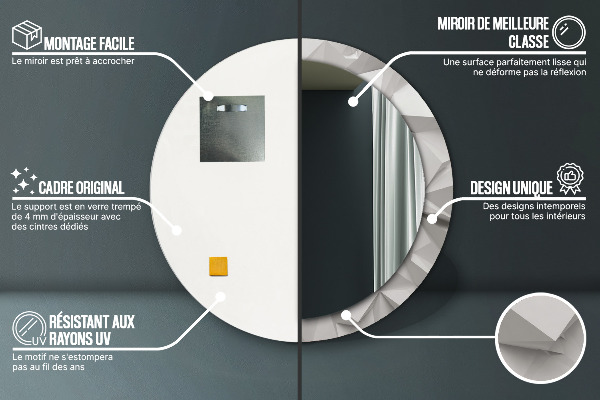 Abstraktný biely kryštál Okrúhle zrkadlo s motívom