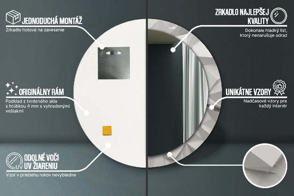 Abstraktný biely kryštál Okrúhle zrkadlo s motívom