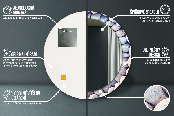 Koleso morských kameňov Okrúhle zrkadlo s motívom