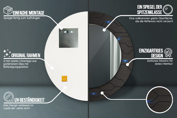 Futuristický abstrakt Okrúhle dekoračné zrkadlo