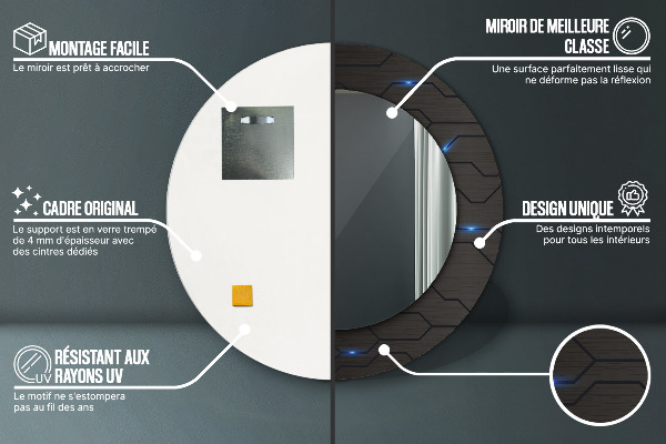 Futuristický abstrakt Okrúhle dekoračné zrkadlo