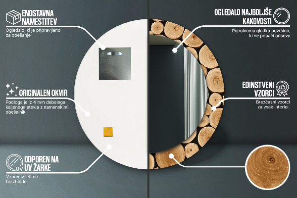 Protokoly Okrúhle dekoračné zrkadlo na stenu