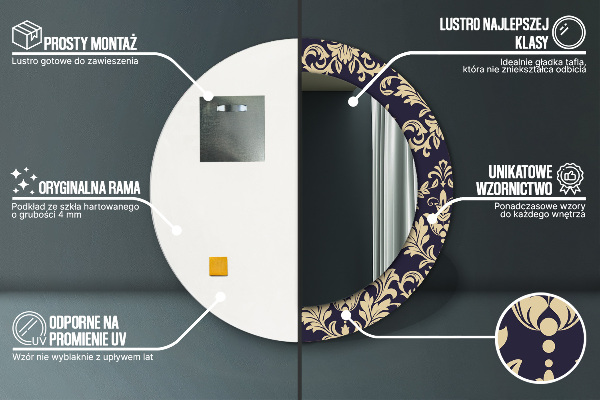 Kvetinový vzor Okrúhle dekoračné zrkadlo