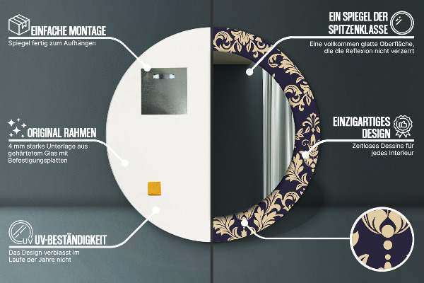 Kvetinový vzor Okrúhle dekoračné zrkadlo