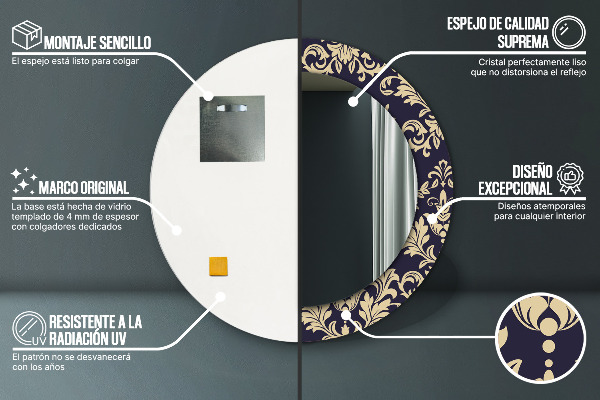 Kvetinový vzor Okrúhle dekoračné zrkadlo