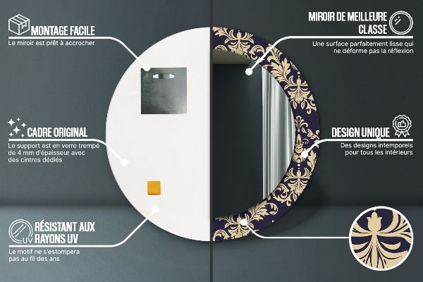 Kvetinový vzor Okrúhle dekoračné zrkadlo