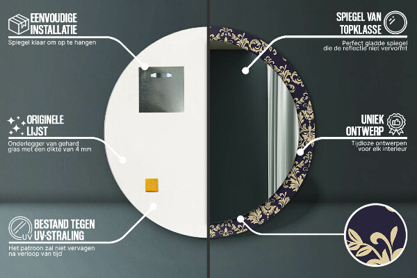 Kvetinový vzor Okrúhle dekoračné zrkadlo