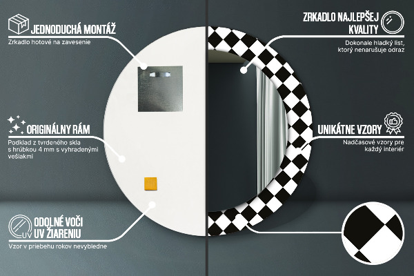 Šachový stôl Okrúhle dekoračné zrkadlo