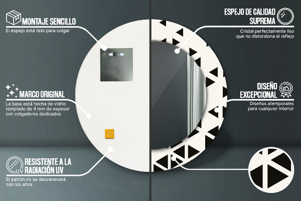 Abstraktný geometrický Okrúhle dekoračné zrkadlo