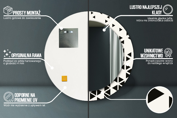 Abstraktný geometrický Okrúhle dekoračné zrkadlo