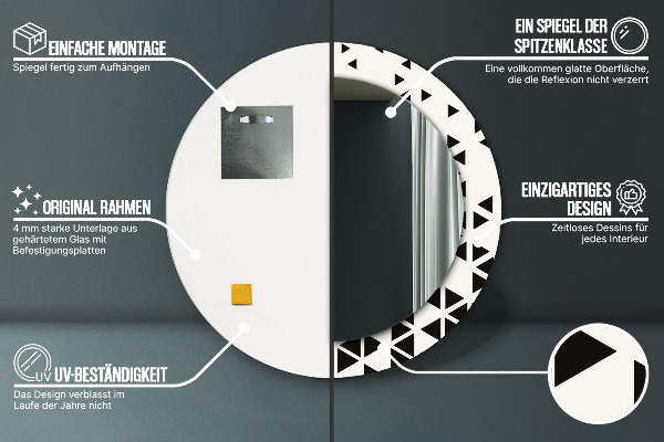 Abstraktný geometrický Okrúhle dekoračné zrkadlo