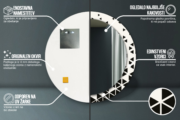 Abstraktný geometrický Okrúhle dekoračné zrkadlo