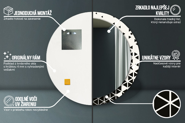 Abstraktný geometrický Okrúhle dekoračné zrkadlo