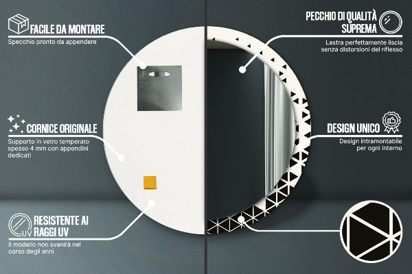 Abstraktný geometrický Okrúhle dekoračné zrkadlo