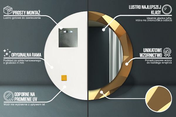 Abstrakcia zlata Okrúhle dekoračné zrkadlo