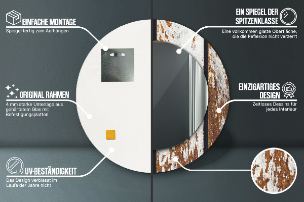 Vintage tmavé drevo Okrúhle dekoračné zrkadlo