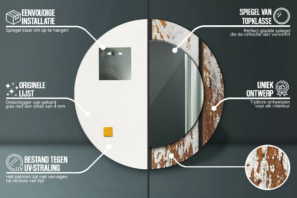 Vintage tmavé drevo Okrúhle dekoračné zrkadlo