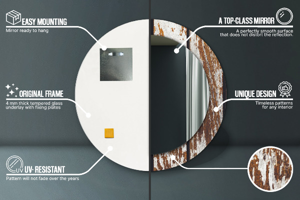 Vintage tmavé drevo Okrúhle dekoračné zrkadlo