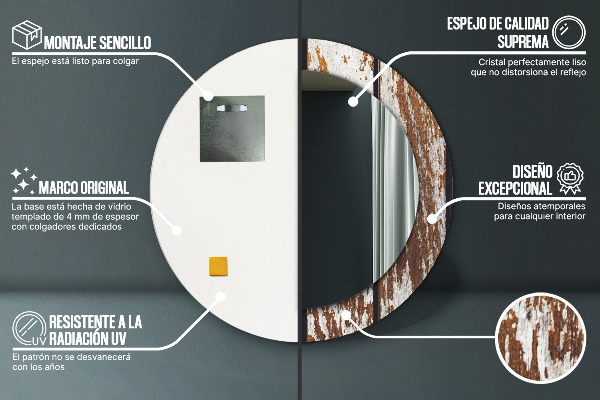 Vintage tmavé drevo Okrúhle dekoračné zrkadlo