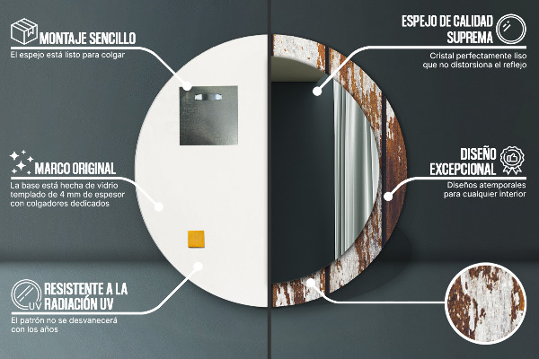 Vintage tmavé drevo Okrúhle dekoračné zrkadlo