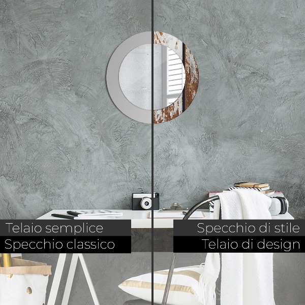 Vintage tmavé drevo Okrúhle dekoračné zrkadlo